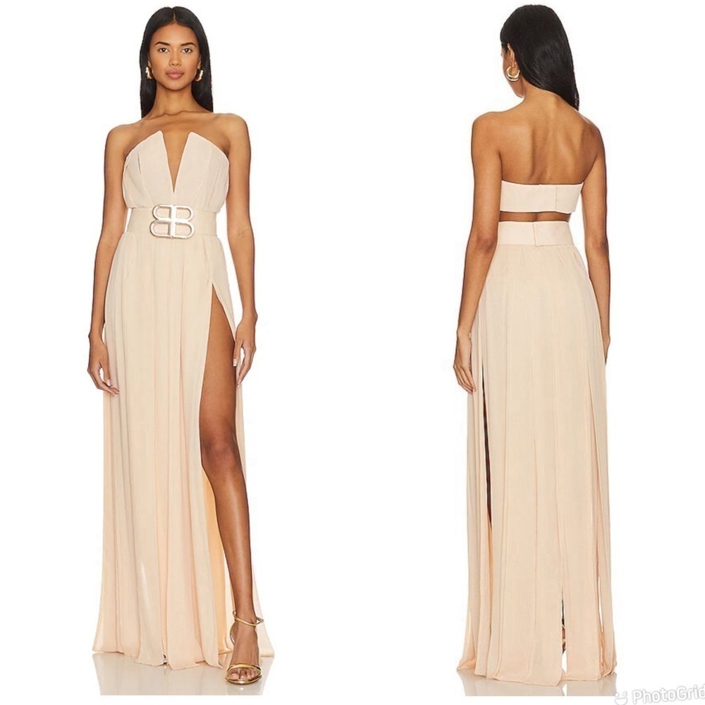 Bronx and Banco Strapless Blouson Maxi Dress in Pale Blush